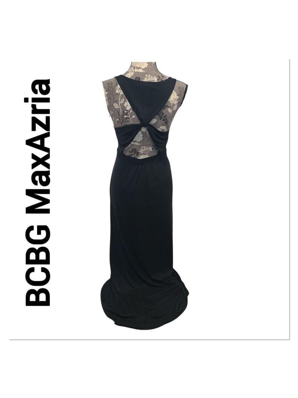 BCBG MaxAzria Black Twist Back Sleeveless Maxi Dress size small Y2K - Picture 2 of 8